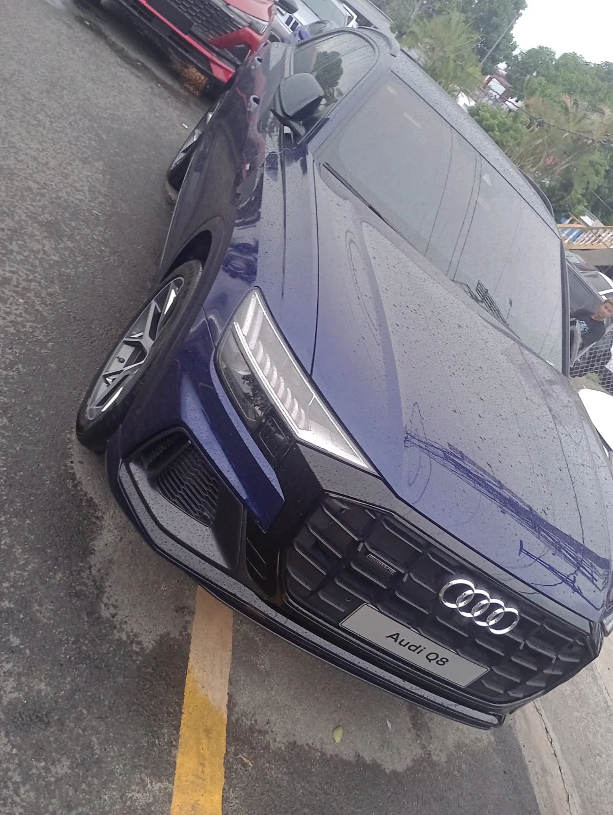 Exterior, tres cuartos delantero, toma inclinada — Audi Q8